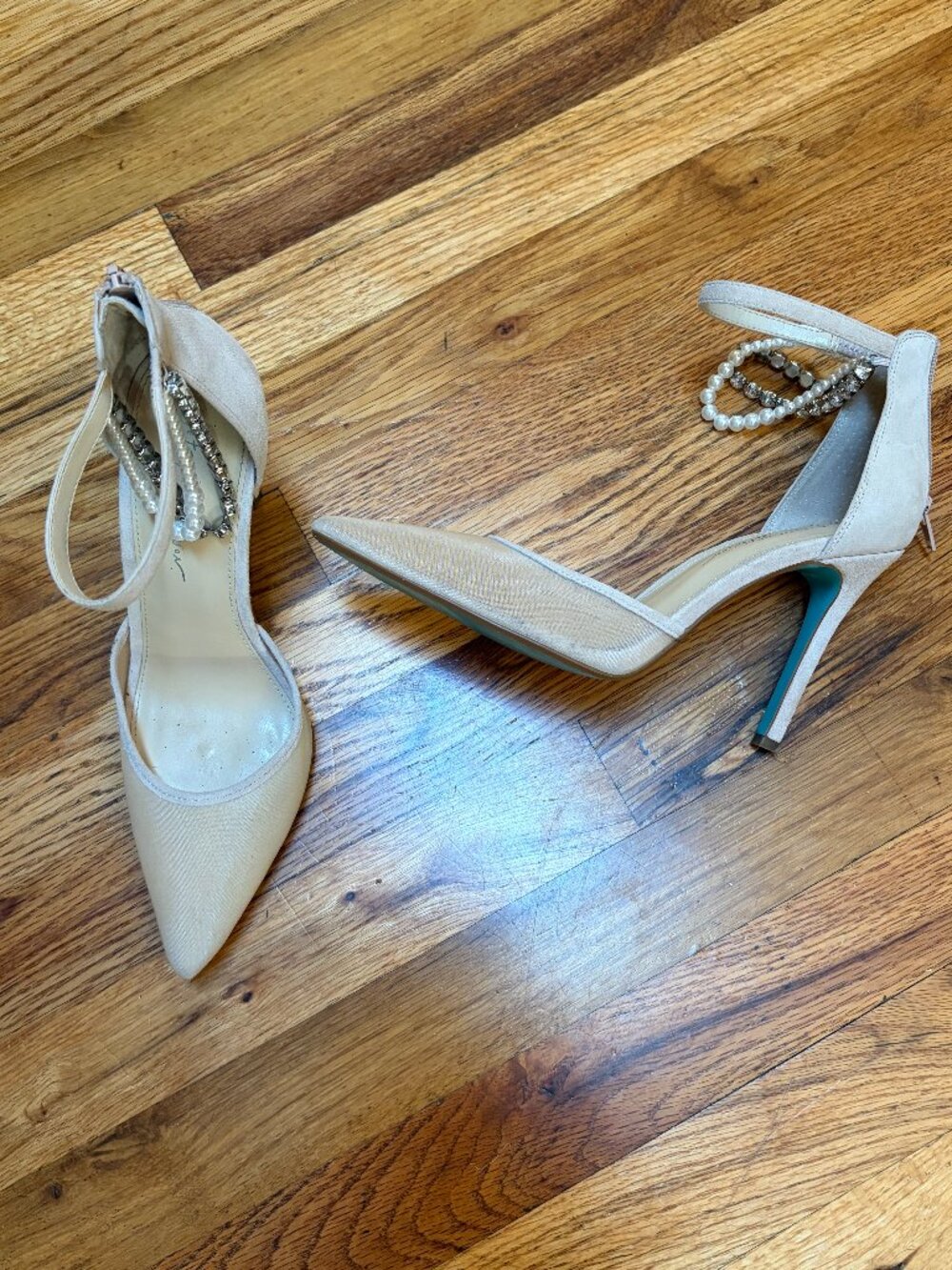 Betsey Johnson Heels with jeweled strap Size 9.5